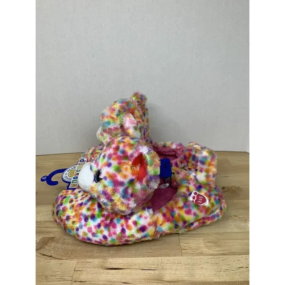 Build a Bear Workshop Rainbow Spotted Slippers NWT XL 3/4‎